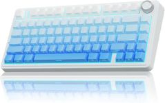 AULA F75 75% Side-Engraved Keycaps Wireless Mechanical Keyboard | Hot Swappable | Pre-lubed Linear Switches | RGB Backlit | 2.4GHz/Type-C/Bluetooth Keyboard (Side-Engraved, Blue Star-Vector Switch)