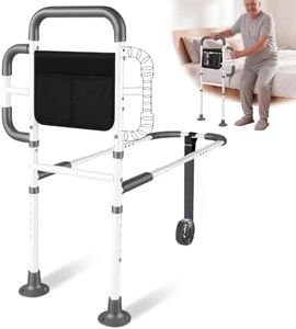 Srotime Assistive Rail for Elderly Adults, Seniors Grab Bar with Non-Slip Handles & Storage Bag, Portable Bed Cane 400LBS Capacity, Fits King Queen Full Twin Sizes (White)