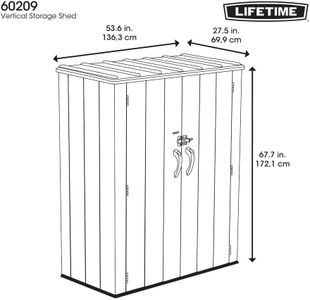 Lifetime Vertical Storage Shed, 53 Cu Ft – Brown Roof, 74x142x174 cm