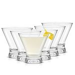 JoyJolt Martini Glasses Set of 6 - Cocktail Glasses – 8.5oz Stemless Martini Glasses - Margarita Glasses - Liquor Drinking Glasses - Bar Glass - Glass Dessert Cups - Martini Glass Cups