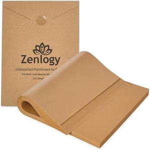 Zenlogy 9x13 Parchment Paper (200 sheets) - Unbleached, High Heat, Non-stick, Pre-cut Baking Paper for Quarter Sheet Pans - Great for Baking, Roasting, Wrapping, Dehydrator, and so much more