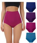 wirarpa Women's Super High Waisted Briefs Underwear Full Coverage Cotton Panties for Women 4 Pack Multicolored Size Large