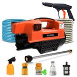 AGARO Supreme High Pressure Washer, Car Washer, 1800 Watts Motor, 120 Bars, 6.5L/Min Flow Rate, 8 Meters Outlet Hose, Portable, Car, Bike & Home Cleaning, Black and Orange