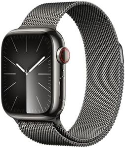 Apple Watch Series 9 [GPS + Cellular 41mm] Smartwatch with Graphite Stainless Steel Case with Graphite Milanese Loop. Fitness Tracker, ECG Apps, Always-On Retina Display