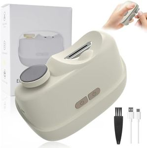 Baby Nail Trimmer Electric, 3-in-1 Electric Nail File Baby with 500mAh Rechargeable Battery, Nail Clip Storage, Polishing & LED Light, Portable Nail Clippers for Babys Kids, Adult, Seniors (Beige)