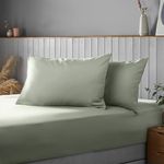 Silentnight Supersoft Sage Green Pillowcase Pair - Easy Care Soft Plain Pillow Cases Ideal with Supersoft Duvet Cover Set Bedding Machine Washable - Standard Size - 74x40cm