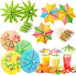 Drink Umbrellas Cocktail Picks, 152 Pcs Hawaiian Cocktail Umbrellas,Umbrella Cocktail Picks for Tiki Bars, Fruit Plate and Birthday Party, Assorted Colors, 3 Styles