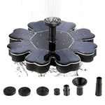 TOOLSTAR Solar Pump Water Fountain with Battery Backup, 5V 2.5W Solar Panel Dia195MM, Freestanding Floating Bird Bath Fountain Water Pump with 4 Different Fountain Nozzles for Bird Bath, Garden Pond