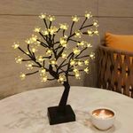 LED Cherry Blossom Bonsai Stylt Tree Lamp 43cm With 48 LED Warm White Fairy Lights, Stable Square Metal Base, Christmas xmas Tree Lights