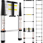 VEVOR Telescoping Ladder, 10.5 FT Aluminum One-button Retraction Collapsible Extension Ladder, 375 LBS Capacity w/Non-slip Feet, Portable Multi-purpose Compact Ladder for Home, RV, Loft, ANSI Listed