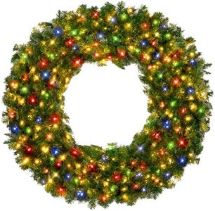 Best Choice Products 60in Large Artificial Pre-Lit Fir Christmas Wreath Holiday Accent Decoration w/ 300 Multicolor Lights, 930 PVC Tips