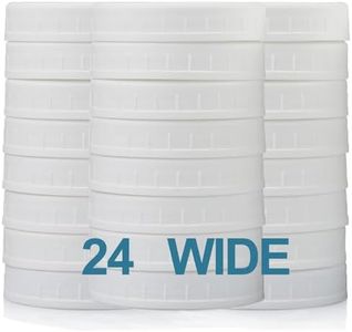 AOZITA 24 PACK, WIDE Mouth Mason Jar Lids for Ball, Kerr and More - White Plastic Storage Caps for Canning Jars - Leak-Proof & Anti-Scratch Resistant Surface