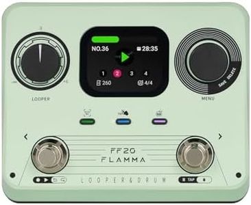 FLAMMA FF20 Looper Pedal Drum Machine, Drum Looper Guitar Pedal with Screen, 300 Min Recording, 220 Drum Grooves, 100 Loop Slots, Time Stretch, Auto Record, USB & Headphone Out, for Guitar and Bass