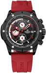 NAVIFORCE Sport Watch for Men Military Outdoor Stopwatch Chronograph Wrist Watch Silicone Strap Waterproof with Auto Date (Red)