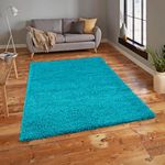 Everest 5 cm Thick Pile Shaggy Modern Area Rugs Small to Large Rugs Floor Living Room Hall Bedroom Rugs Rugs Rug Runners Turquoise Blue 160 x 230 cm (5ft 3" x 7ft 7")