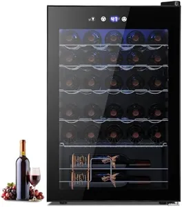 Electactic Wine Cooler Refrigerator, 37 Bottle Freestanding Cabinet Wine Cellars, Wine Fridge with Glass Door, 145 Can Beverage Refrigerator for Home Use, Protecting Your Reds and Whites