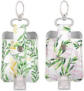 VENTURED LIVING Hand Sanitizer Holder Keychain Set of 2 - Premium Vegan Leather & Leakproof Empty 1 oz Hand Sanitizer Bottles - Mini Travel Hand Sanitizer Keychain Holder for Backpack & Purse (Floral)