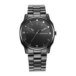 Fastrack Mens Stunners Quartz Analog Black Dial Stainless Steel Strap Watch for Guys-NS3255NM02