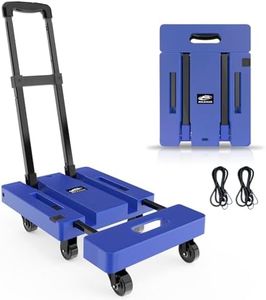 SOLEJAZZ Folding Hand Truck Portable Dolly Cart with Wheels Foldable 500LB Heavy Duty Luggage Cart Collapsible Hand Cart Moving Dolly for Airport Travel Furniture Luggage Office Moving, Blue