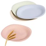 Shopwithgreen 4 Pack 7.3 Inch Wheat Straw Plates for Snack/Cake/Appetizer/Dessert/Candy/Nuts, Microwave & Dishwasher Safe, BPA-Free