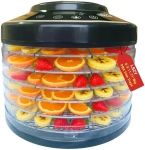 LSZY Food Dehydrator,6 BPA-free Trays, 600W Drying Machine with 24H Timer,158°F Food Fruit Dryer for Jerky, Herbs, Meat, Fruit,Dog Treats, Mushroom, Dried Snacks-Home Use Dehydrators (Black)
