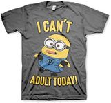 Minions Officially Licensed I Can't Adult Today Mens T-Shirt (Dark Grey), L