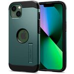 Spigen Tough Armor Back Cover Case Compatible with iPhone 13 (TPU + Poly Carbonate | Midnight Green)