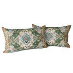 Snylcce Set of 2 Bohemian Style Cushion Covers 30x50 cm Decorative Square Throw Pillow Covers 12x20 Inch Sofa Car Pillowcase for Outdoor Home Bed Living Room Couch Decor (Green)