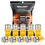 SEALIGHT 194 LED Bulb, 168 T10 2825 LED Bulb Amber 2700k Yellow for Turn Signal Side Marker Dome Lights, 12V LED Bulb Cab Running Parking Tail Lights, Pack of 10