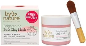 By Nature Brightening Pink Clay Face Mask and Brush 60g