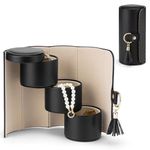 VLANDO Travel Jewellery Case, Faux Leather Jewellery Box for Rings, Earring, Necklaces,Bangle, Gift for Women, Couples, Friends,Black