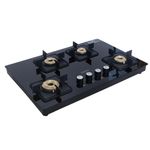 RÖKA Titanium 4 burner Glass hob Top| Auto Ignition| ISI Certified| Tempered Glass, Black color| 2-year warranty on Glass and burners