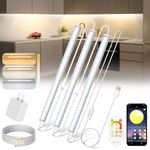 Lacoco Under Cabinet Lighting Plug in 3 Pack, 12 Inch Dimmable Under Counter Lights Closet Light, APP & Remote Control 3 Color Cabinet Lights, LED Light Bar with Plug for Kitchen & Wardrobe