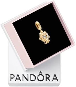PANDORA Moments Heart Snowflake Snow Globe Dangle Charm - 14K Gold-Plated Charm with Cubic Zirconia & Glass - Jewelry for Women - Includes Gift Box