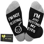 I'm Not Sleeping Just Resting My Eyes Funny Socks for Men Dad Fun Novelty Socks Gifts for Birthday Christmas,Black+Grey 1