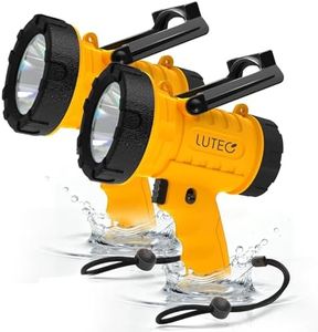 LUTEC 2 Pack Rechargeable Spotlight Flashlight with High Lumen LED, IP67 Waterproof Rechargeable Spotlights Handheld with 4 Modes Search Light with Foldable Stand and Red Light Filter (Orange)