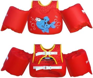 Dark Lightning USCG Coast Guard Approved Toddler Swim Vest for Age 2/3/4/5/6/7 Years Old, Kids Life Jackets with Arm Floaties 30-50 Pounds,Baby Water Wings in Sea/Pool/Puddle (Fish)