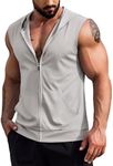 COOFANDY Men Zip Up Tank Tops Men's Muscle Cut Off Shirts Sleeveless Fitness Bodybuilding Hoodies Workout Tanks Light Grey M