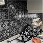 48 Black Tile Stickers Victorian Mo