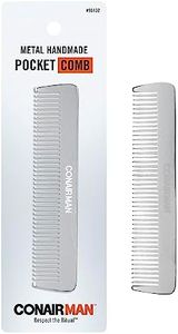 ConairMAN Pocket Comb, Beard and Hair Comb for Men, Metal Comb Perfect for Everyday Use or On-The-Go, Durable Travel Comb in Silver