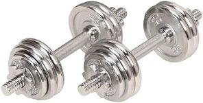 Sunny Health & Fitness 33lb /15 kg Chrome Dumbbell Set w/Carry Case - NO. 014