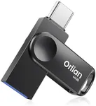 Orlian 64GB USB C Flash Drive, Dual Drive USB 3.0 and Type C Thumb Drive Up to 110MB/s Read Metal Waterproof Swivel Design Portable for PC Laptop Tablet Android Smartphone iPhone 15 and More, Black