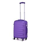 Hard Shell Cabin Carry On Suitcase 55 cm 2.5 kg 35 litres 4 Wheels with Built in 3 Digit Combination Lock, Approved for Ryanair, easyJet, British Airways & More (Purple)