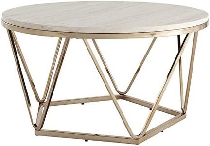 Southern Enterprises Luna cocktail table, Champagne, faux travertine