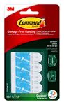 Command Outdoor Small White Refill Strips, 16 Weather Resistant Strips, Damage Free Hanging Wall Adhesive Strips to Re-Hang Hooks for Christmas Decorations