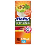 Hefty® Garbage Bags, Strong Small 10 Litres Green Compostable Bags, Flat Top, Arm & Hammer odour neutralizer and Lemon Scent, 25 Bags