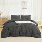 Andency Dark Grey Comforter Set Queen, Gray Lightweight Fluffy Bedding Comforter Sets for Queen Bed, 3 Pieces Tufted Farmhouse Shabby Chic Bed Set for All Seasons (1 Comforter 90x90In, 2 Pillowcases)