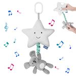 Vicloon Pram Toys for Baby, Baby Pram Pushchair Toys, Plush Pentagram Music Toy, Baby Stroller Toy Comfortable Pram Crib Plush Toy, Baby Activity Hanging Plush Soft Toys