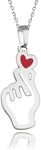 TOLOWOBK BTS Kpop Gifts for Women Girls, Silver Finger Heart Charm Necklace BTS Merchandise Gifts for K pop Fan Jewellery Concert Christmas Birthday Gifts for Daughter Sister Niece Girlfriend