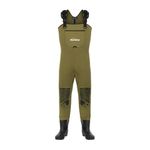 Snowbee Classic Neoprene Chest Waders with Cleated Sole PVC Boots, Reinforced Knees & Front Pouch for Fly Fishing & River Wading - Size 10